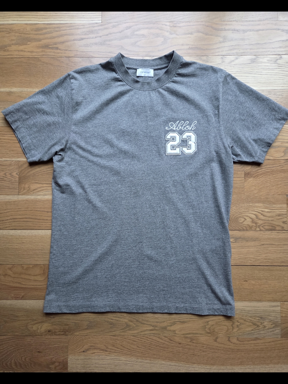 Off-White Grey 'Abloh' 23 Short Sleeve Crewneck Tee - Slim Fit Large